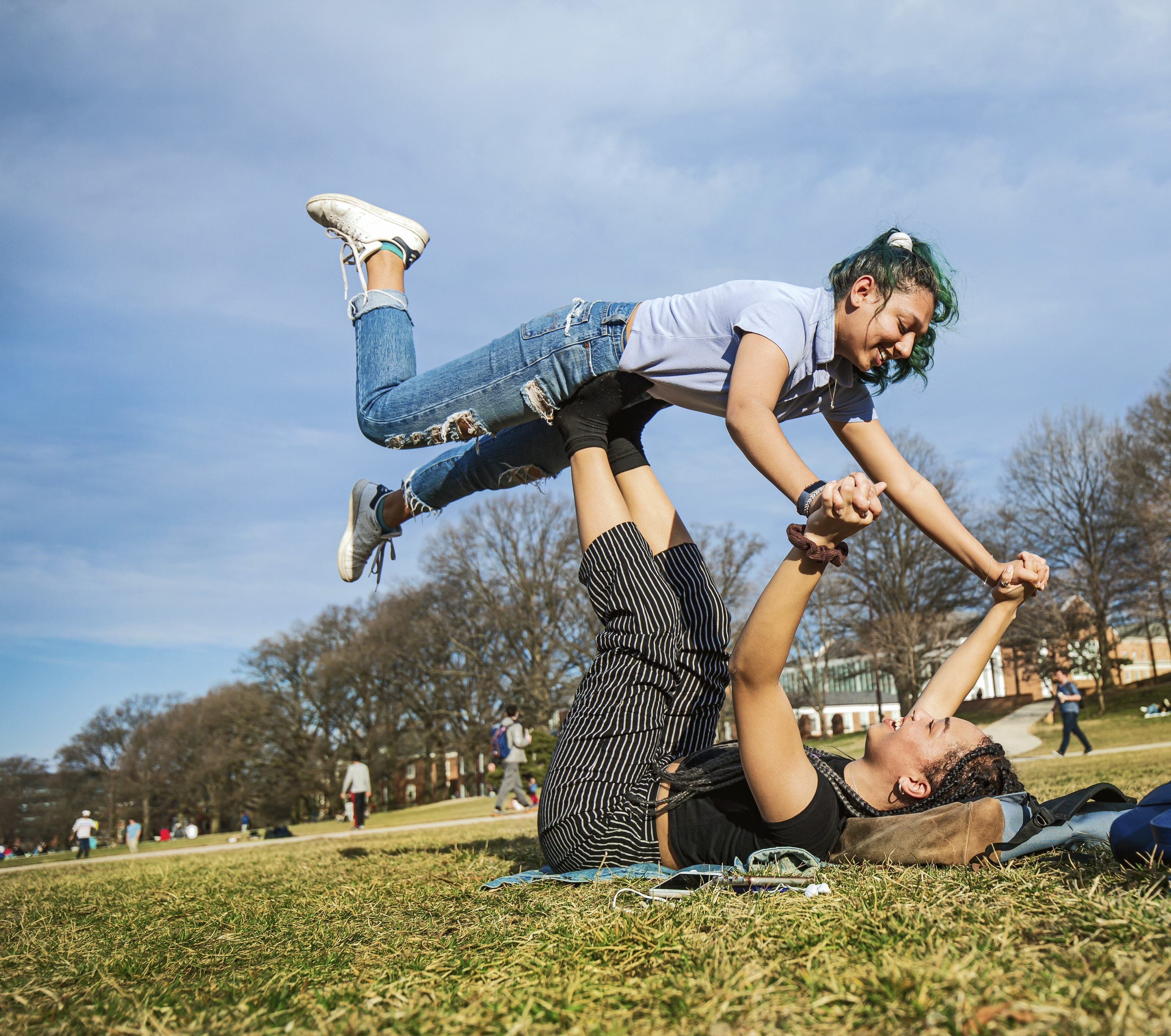Students posing on the Mall.